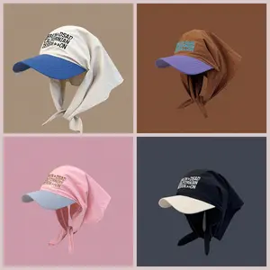 Quick-Dry Patchwork Sun Hat with Letter Embroidery – UV-Protection Cap for Climbing, Cycling, Beach Days & Daily Summer Wear