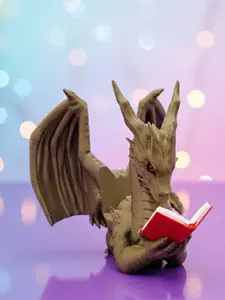 Ancient Dragon Book Reader Display | 3D Printed Dragon Book & Tablet Stand | Fantasy Dragon Decor