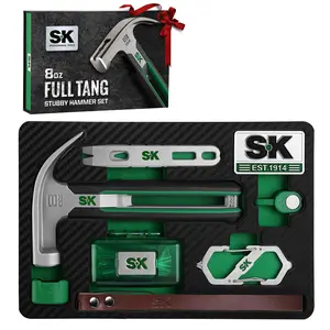 #fathersdaygift SK Gifts for Men, Fathers Day Dad Gifts, 8-Piece Hammer Tool Set, 8oz Stubby Claw Hammer, Full Tang Hollow Metal Frame, with EVA Foam Tool Organizer, Birthday Gift for Dad, Husband, Grandpa