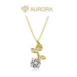 【#199 Sprig】Moissanite necklace High Quality with Daily Gift Auspicious necklace Synthetic Moissanite