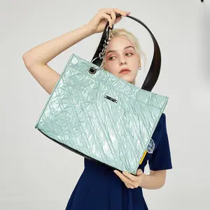 Reflective Quilted Tote Bag, Waterproof Large Capacity Shoulder Bag, Streetwear Crossbody Purse for Men Women outdoorfun