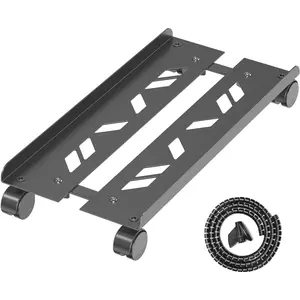 Adjustable Computer Tower Stand, Ventilated Mobile CPU Stand Fits Most PC Tower, Steel Desktop CPU Holder with Rolling Caster Wheels, PC Floor Cart Riser for Gaming Office Desk Accessories