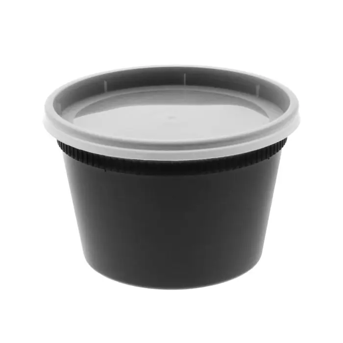 spring Delitainer 16 oz PP Container & PE Lid, Black - 240 Count