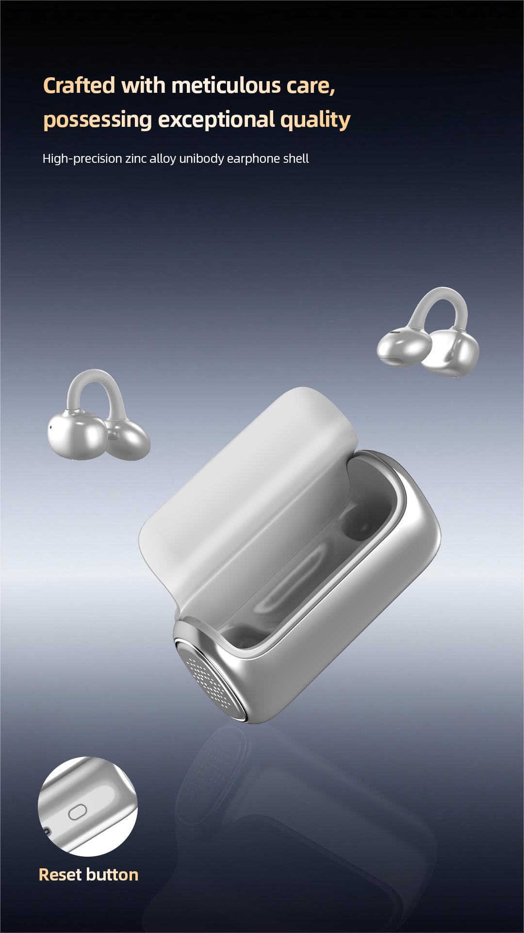 ISKU Clip-On Open Ear Bluetooth Earbuds, Wireless Ear Clip Headphones with Charging Case, Comfortable Secure Fit, Clear Calls, Long Battery Life, Sweat Resistant for Sports, Work, Travel