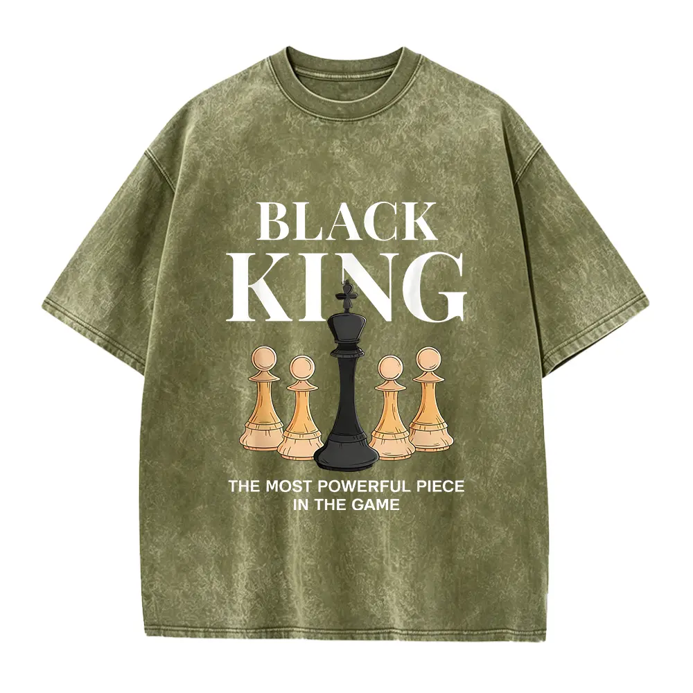 Men's Graphic T-Shirt with 'The Most Powerful Piece' Chess King Print, Breathable 100% Cotton Relaxed Fit Short Sleeve Tee