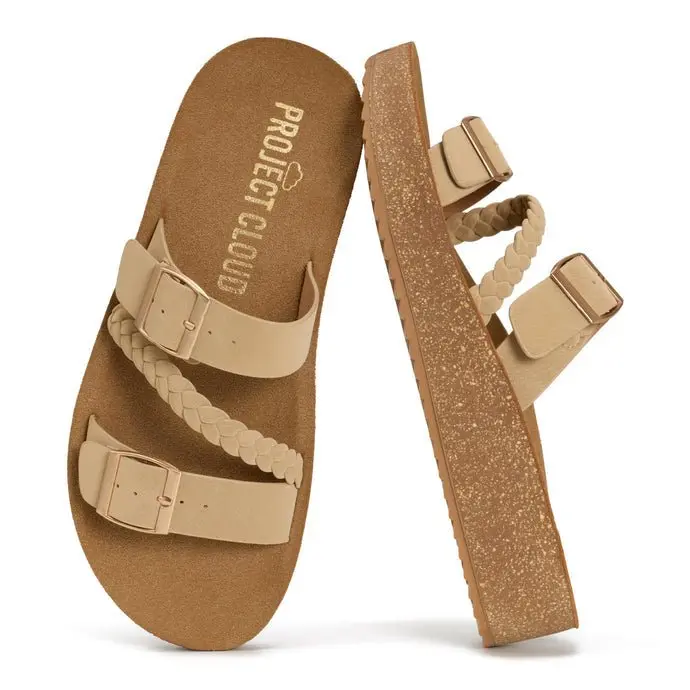 Braided Strap Double Buckle Platform Sandal Braided Strap Double Buckle Platform Sandal
