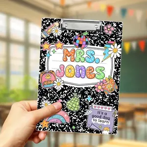 Personalized Teacher Clipboard - Cute Colorful Back to School Gift for Women - Custom Name School Supplies - Teacher Appreciation Gift