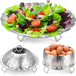 Steamer Basket, Premium Stainless Steel Vegetable Steamer Basket for Veggies & Seafood Cooking, Expandable Food Steaming Basket Fits for Various Size Pots & Pans (6.4" to 10") LAIHIFA