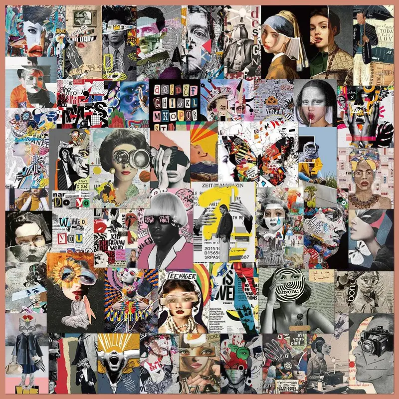 Modern Art Series Graffiti Sticker, 50pcs/set Modern Art Series Graffiti Sticker with Box, DIY Decorative Sticker for Laptop, Phone Case, Scrapbooking, Illustration Stickers
