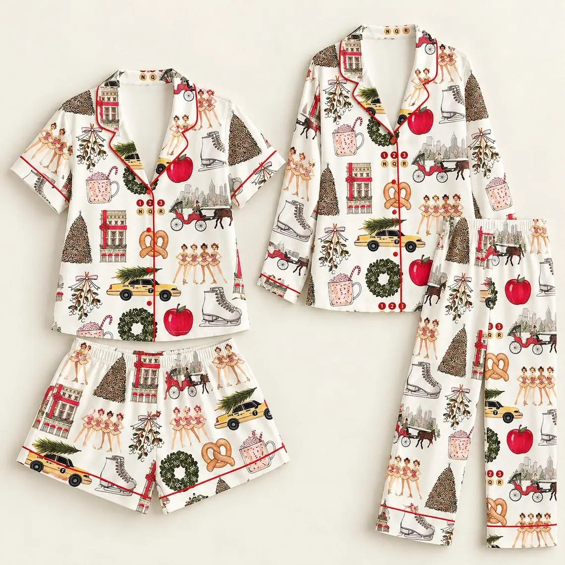 NYC Christmas Pajama Set, New York Holiday Pajamas, Christmas in New York PJs, Nutcracker Ballet Sleepwear,Matching Family Christmas Pajamas