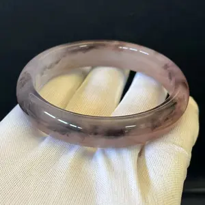 Natural Green Jade Bangle Bracelet, Inner Perimeter 7.4 inch, Width 13 mm