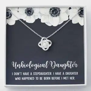 Stepdaughter Necklace, Unbiological Daughter Bonus Daughter Stepdaughter Necklace Gifts, Jewelry Message Card, Necklace Gifts For Birthday, Anniversary, Christmas Day, Thanksgiving