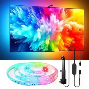 TV LED Backlight with Camera for 55-85 inch Screens, 16.4Ft LED Strip Lights Sync to Screen & Music, Lights Color Changing, Smart App Control, USB Power， Game & Music Sync Color Changing Light for Home Decor