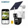 Hawkray 360° Solar-Powered 4G LTE Cellular Security Camera - No WiFi, No Outlets, Built-in SIM Card, 2K HD, Color Night Vision, PIR Motion Sensor, 2-Way Audio, 7-Day Free Trial (4G Plan Required) for Farm, 4x Camera Security Wall CCTV Surveillance Systems