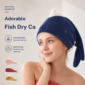 Women’s hair towel, absorbent and quick-drying; head wrap scarf; viral plush coral towel; new family version; cartoon bath cap
