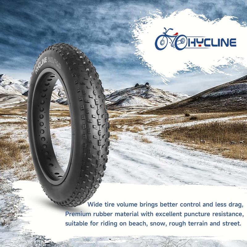 Hycline Fat Bike Replacement Tire: 20x4.0/26x4.0 Inch High-Performance Wear-Resistant Folding MTB Bicycle Tires, All-Terrain High-Density for Street or Trail Riding