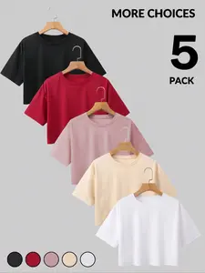 Women's Casual Streetwear Basic Loose-Fit Short Sleeve T-Shirts, Summer Fashion Drop Shoulder Tops, Perfect for Vacation & Daily Wear