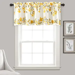 Lush Decor Tanisha Floral Valance - 100% Polyester, Single 52"W x 18"L, Vine Print, Thermal Insulated, Easy Care, Country Cottage Style, Home Decoration Curtain