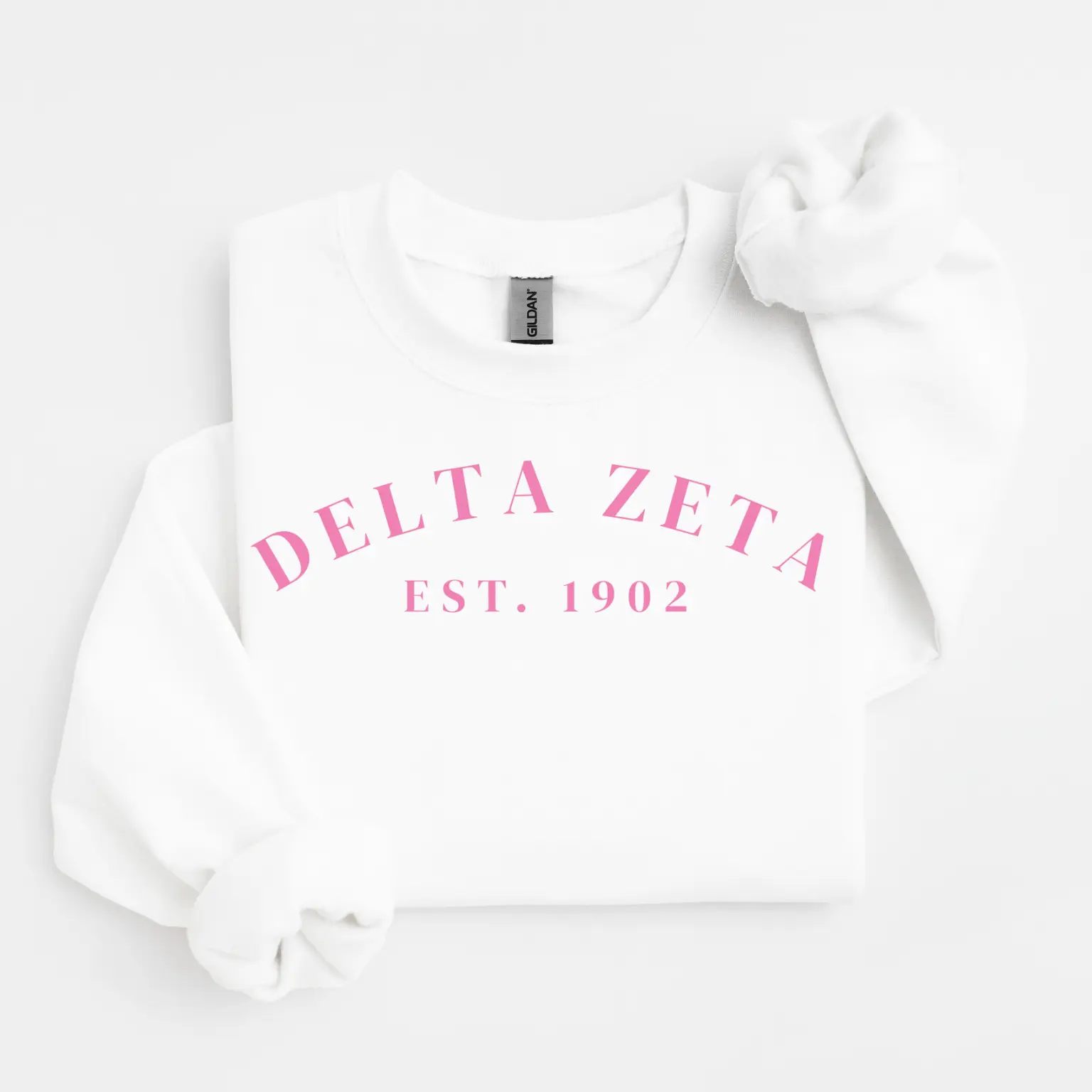 Delta Zeta 1902 Pink Letters Sweater