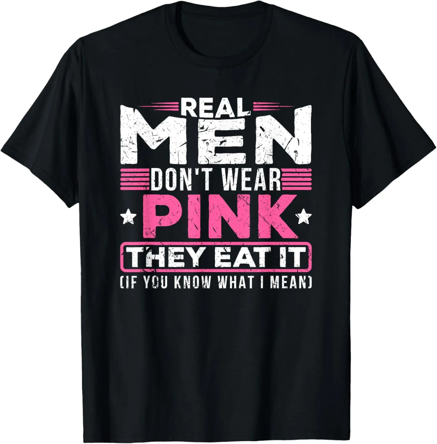 Men's Casual Round Neck Short-Sleeve T-Shirt - Menswear Top with "Real Men Don't Wear Pink, They Eat Their Sexy Perverted Mouth Cat" Graphic, Streetwear, Sleeves, Cotton, Gym, Athletic