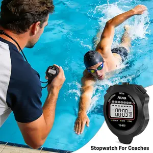 Black Digital Sports Stopwatch with Lanyard and Single Lap Split Function, for Kids, Coaches, Swimming, and Running, Digital Display