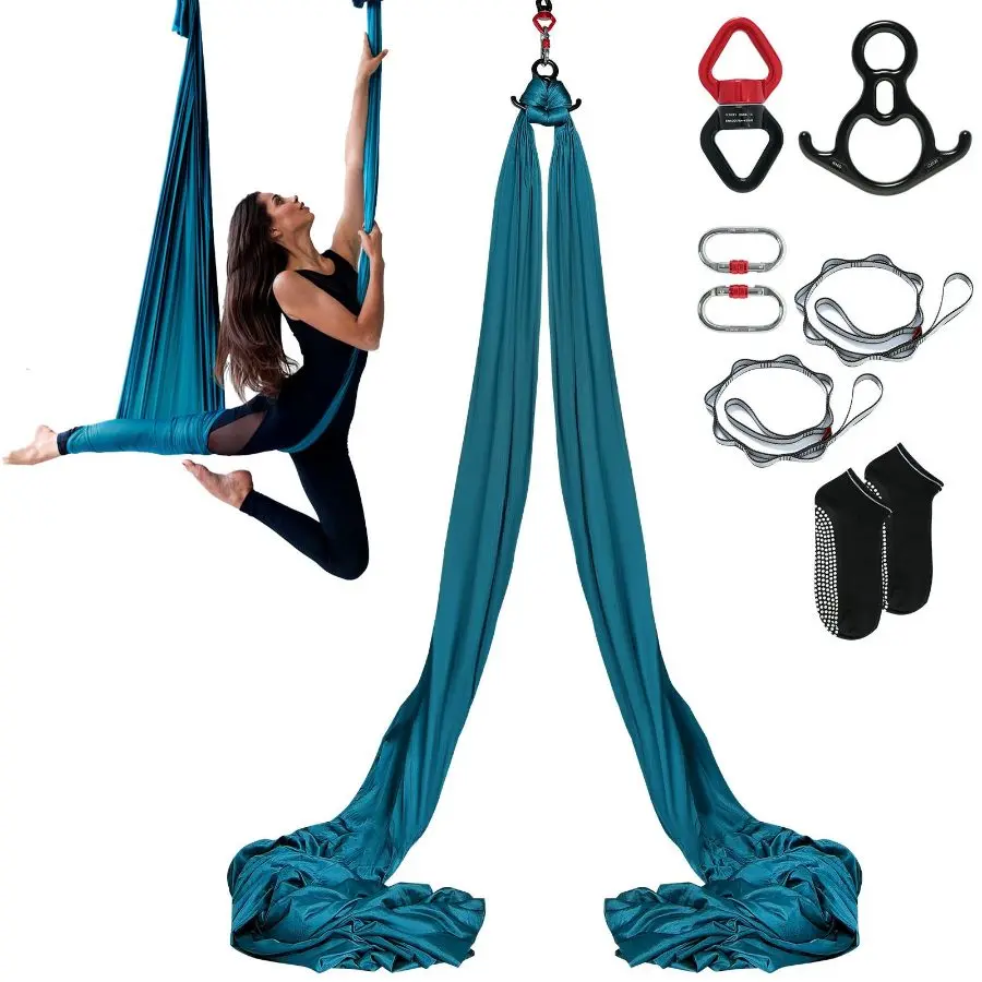 【Summerfinds】 VEVOR Aerial Silk Yoga Swing, 8.7 Yards, Aerial Yoga Hammock Kit with 100gsm Nylon Fabric, Full Rigging Hardware Easy Set-up Guide, Antigravity Flying for All Levels Fitness Bodybuilding, Greendealsforyoudays