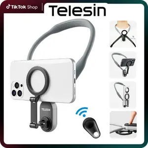 TELESIN Magnetic Neck Phone Holder – Hands-Free POV/Vlog Mount w/ Chest Strap for iPhone 17/1615/14/13/12, Android & Action Cams – Adjustable for Travel, Sports, Recording