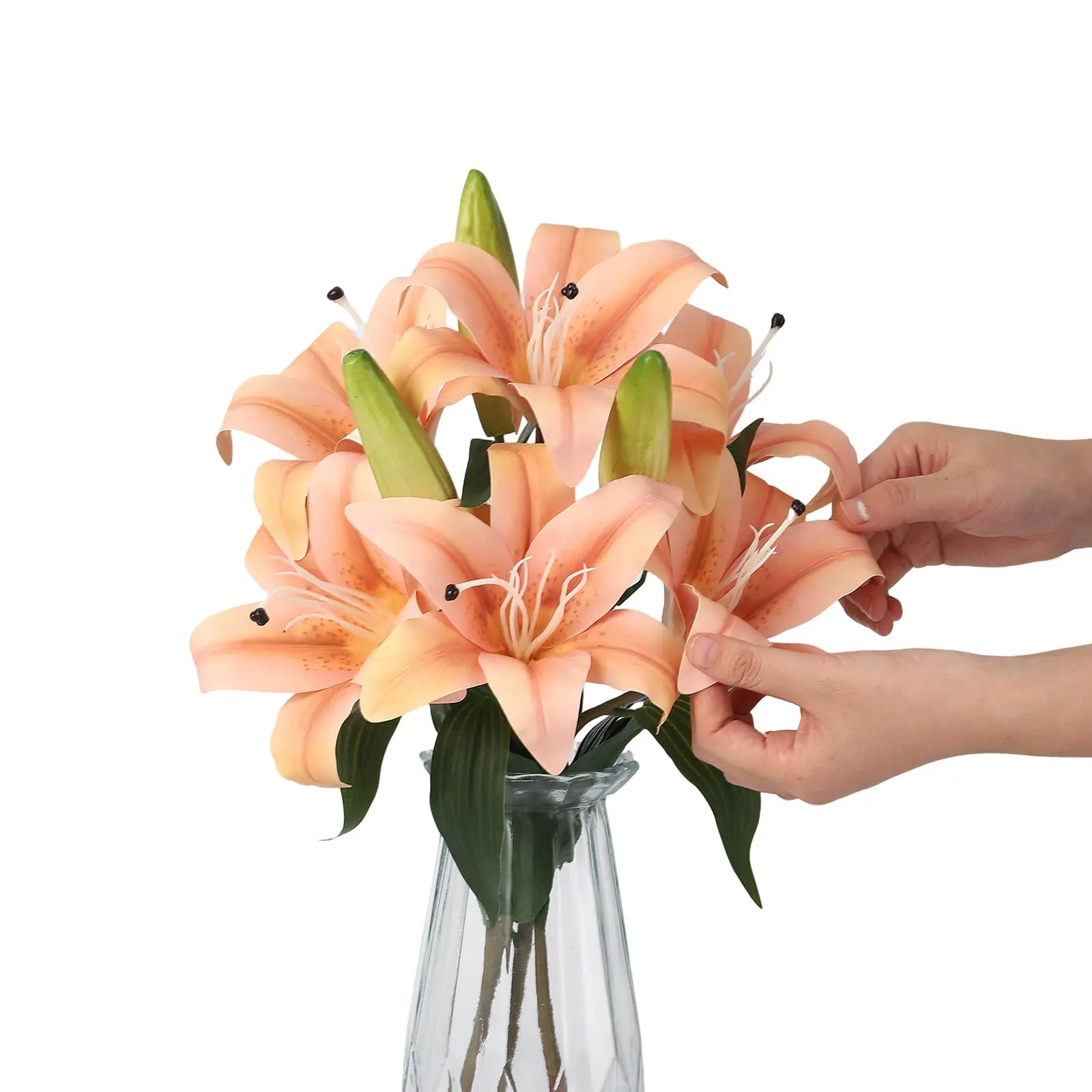 Garvee Artificial Tiger Lily Flowers 3 Pack with Real Touch Faux Lily Stems, UV Resistant, Ideal for Indoor and Outdoor Home Decor, Wedding Table Centerpieces, and Cemetery Memorial Flowers