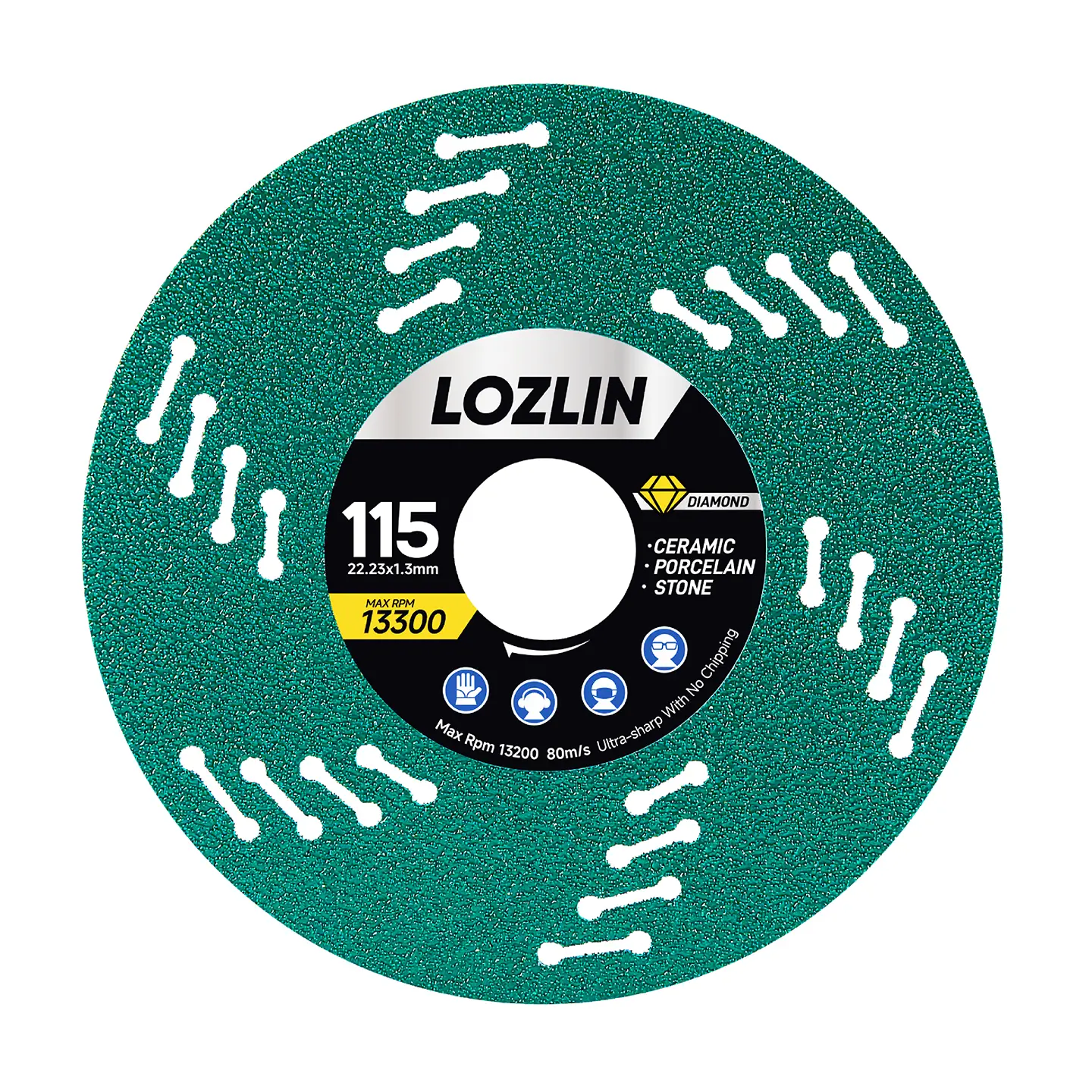 LOZLIN 3PCS 4.5" Diamond Saw Blades for Angle Grinder, 1.3mm Ultra-Thin Double-Sided Cutting & Grinding Disc, 7/8" Arbor for Porcelain Ceramic Tile Marble