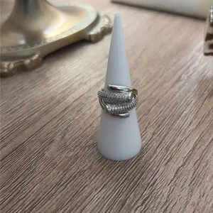 Adjustable White Gold Filled Ring - Elegant Design with Textured Pattern and Rhinestones, Perfect for Everyday Wear