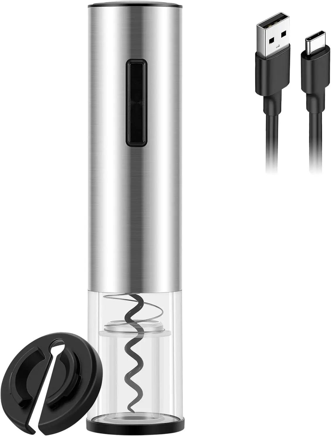 Electric Wine Opener, Battery Operated Corkscrews Wine Bottles Openers with Foil Cutter & LED Light Bottle Stainless Steel Lightweight