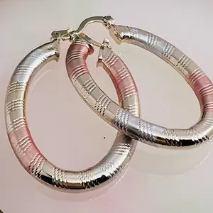 Hoops Earrings Tricolor Hoops Gold Filled Jewelry Arretes Pantallas de oro