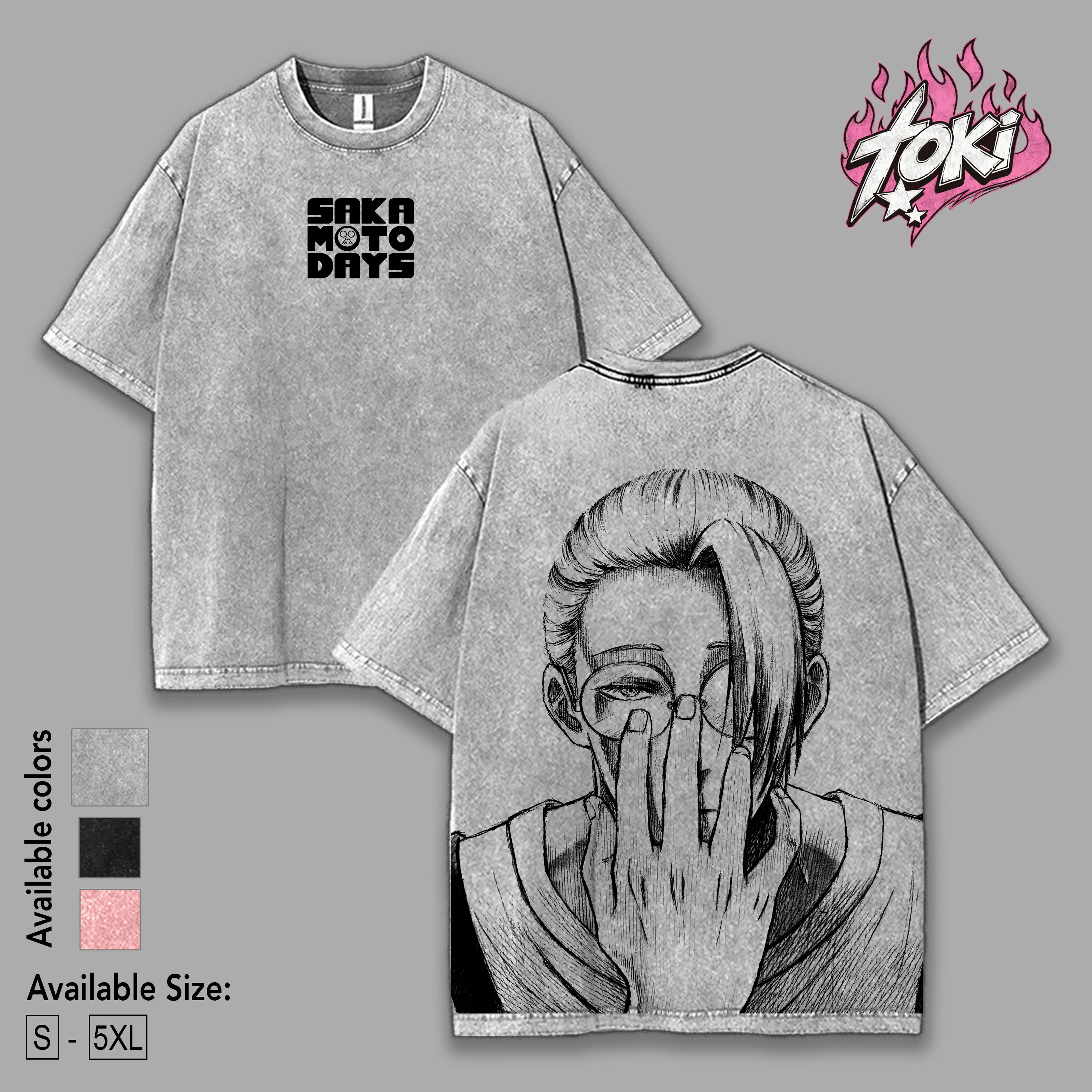 Tarou Sakamoto x Sakamoto Days Anime Double Printed Vintage Washed Tee Unisex Heavyweight Cotton T-shirt for Anime Fans and Lovers