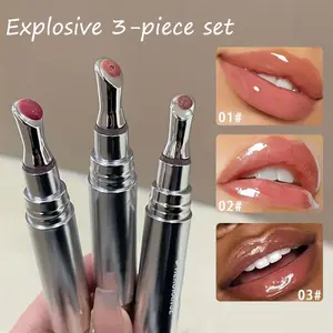 【 Hot Three Piece Set 】 HERORANGE Colored Lip Gloss Set | Waterproof Lock Color All Day Makeup | Moisturizing and Enriching Lips, Stunning Color Display | Preferred Christmas Gift | Essential for Going Out on a Date