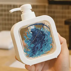 Haunting Skeleton Pump Dispenser Bottle with Dark Blue Cloak Design - Refillable Soap/Lotion Container for Bathroom & Kitchen - Unique Gothic Decor Element - Perfect for Halloween Enthusiasts