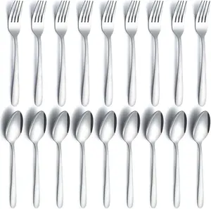 24 Pcs Forks and Spoons Silverware Set, Food Grade Stainless Steel Flatware Cutlery Set for Home, Kitchen and Restaurant, 12 Dinner Forks(8.1") and Spoons(7.5"), Mirror Polished&Dishwasher Safe