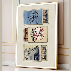 Vintage New York Yankees Poster, Matchbox Illustration Art (No Framed)