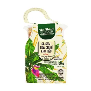 AN NHIEN Vietnamese Spicy Grilled Anchovy Fish 150g - Vegan Banana Blossom Snack for Air Fryer Oven Frying