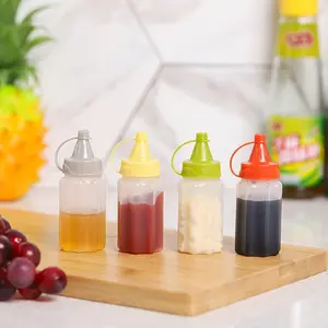 Mini Sauce Squeeze Bottle Set, 4 Counts/set Portable Leak-proof Sauce Squeeze Bottle, Kitchen Seasoning Bottle for Oil, Soy Sauce, Honey, Salad Dressing