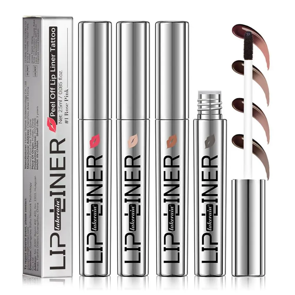 Long-Lasting Color Peel Off Lip Liner, 4 Counts/set Tear Off Lip Stain, Non-Fading Smudge-Proof Lip Liner, Matte Finish, Makeup Tools, Cosmetics Gifts