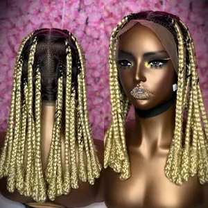 Fashionable Braids for Women Blonde Color Hair Extensions Stylish Trendy Design Enhance Your Hairstyle Effortlessly,360 lace with baby hair ,double strips.