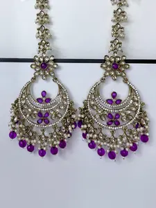 Bollywood Aarika Kundan Chandbali Earrings with Earchain