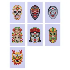 7-Piece Face Diamond Painting Kit Without Frame, DIY Craft Supplies, Perfect Gift for Handicraft Enthusiasts, Birthday Present Idea