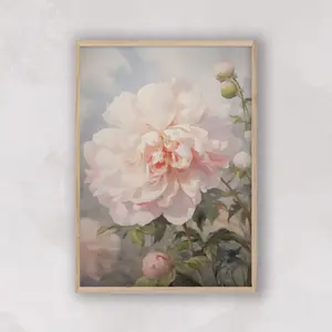 Vintage Floral Print, Rose Printable Wall Art, Pink Flower Sketch, Botanical Décor, Unframe