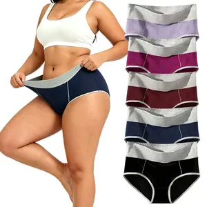 AONOX Women's Plus Size L-5XL High Waisted Cotton Underwear 5-Pack, Soft & Comfortable Full Coverage Briefs, Breathable Stretchy Fabric for Everyday Wear & All-Day Comfort