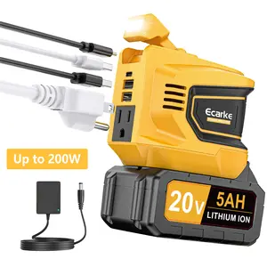 200W Power Station Compatible with Dewalt 20V Battery,  Power Inverterwith a 5AH Battery & a Charging Station, Power Bank DC 20V to AC 110V-120V, with 2 USB-A & 1 Type-C & 1 AC Outlet fathersdaygift
