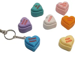 Valentine's Day Keychain Fidget Clicker - 7 Colorful Keychain with Random Cute Sayings, Fun Accessory for Daily Routine Engagement
