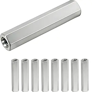 8 Pcs 304 Stainless Steel hex Coupling Nuts M6 x 1.0-Pitch 50mm ,Stainless Steel Rod Coupling Nuts(Metric)