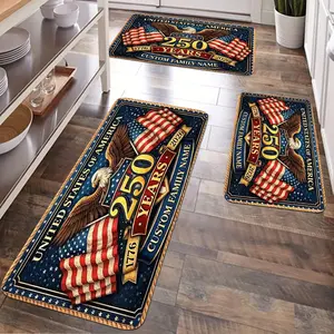JIT 1/2/3 pc of flannel flag Memorial Day and Independence Day White Eagle Embroidered Carpet for Multi-Scene Use as Decorative Carpet - Kitchen Carpet Set, Flannel Washable Side-Edge Soft Carpet, Suitable for Kitchen, Bedroom, etc.