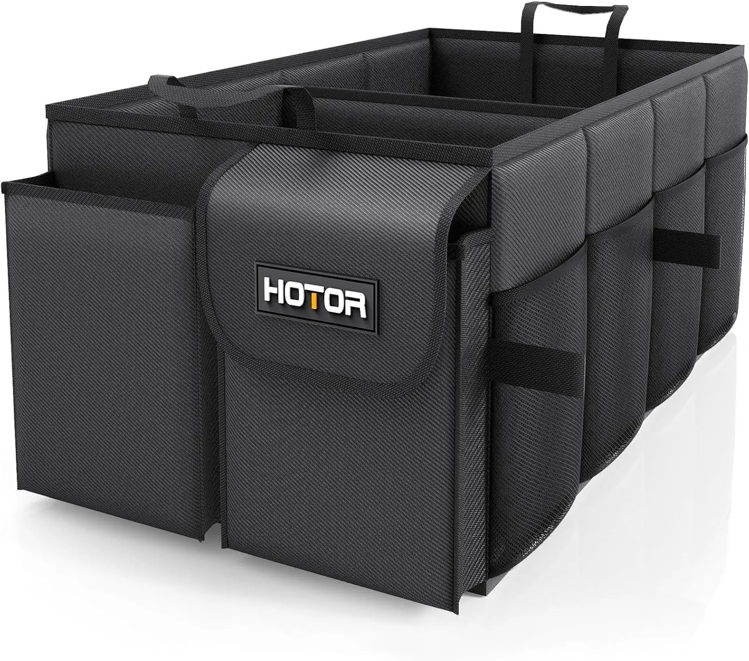Trunk Organizer - Car Organizer, Foldable Trunk organizer for SUVs & Sedans, Sturdy Car Organization for Car Accessories, Tools, Sundries, Black, 2 Compartments, 21.3"×12.6"×10.6"